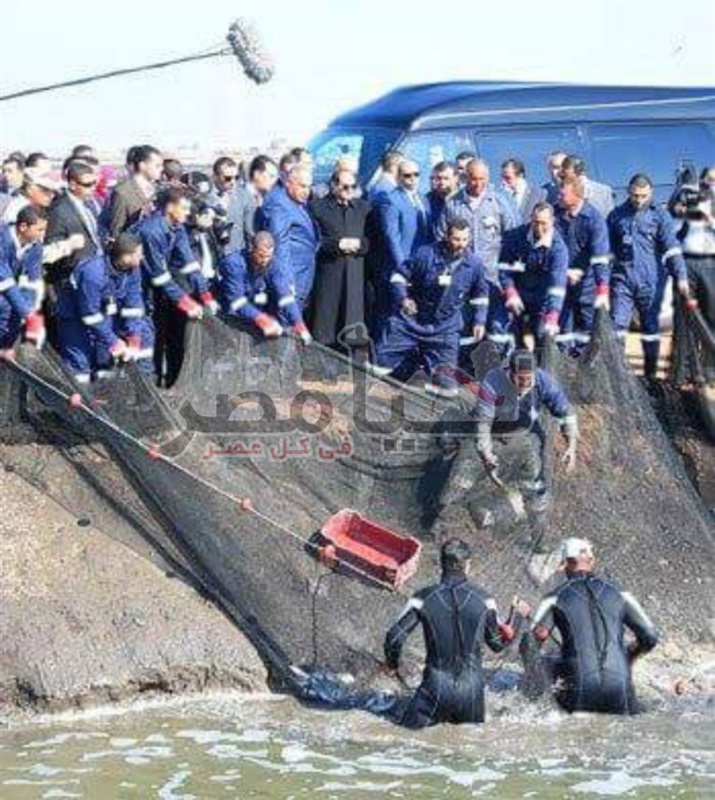 بالصور.. السيسى يشهد عمال الاستزراع السمكى شرق القناة وهم يحصدون باكورة إنتاج المشروع