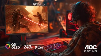  AOC تطلق شاشة الألعاب المتطورة Q27G4ZD بتقنية QD-OLED