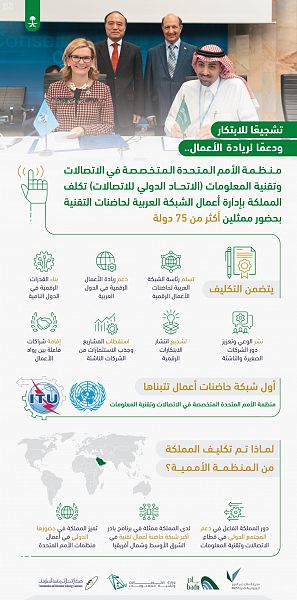 الاتحاد الدولي للاتصالات يكلف المملكة بإدارة أعمال الشبكة العربية لحاضنات التقنية